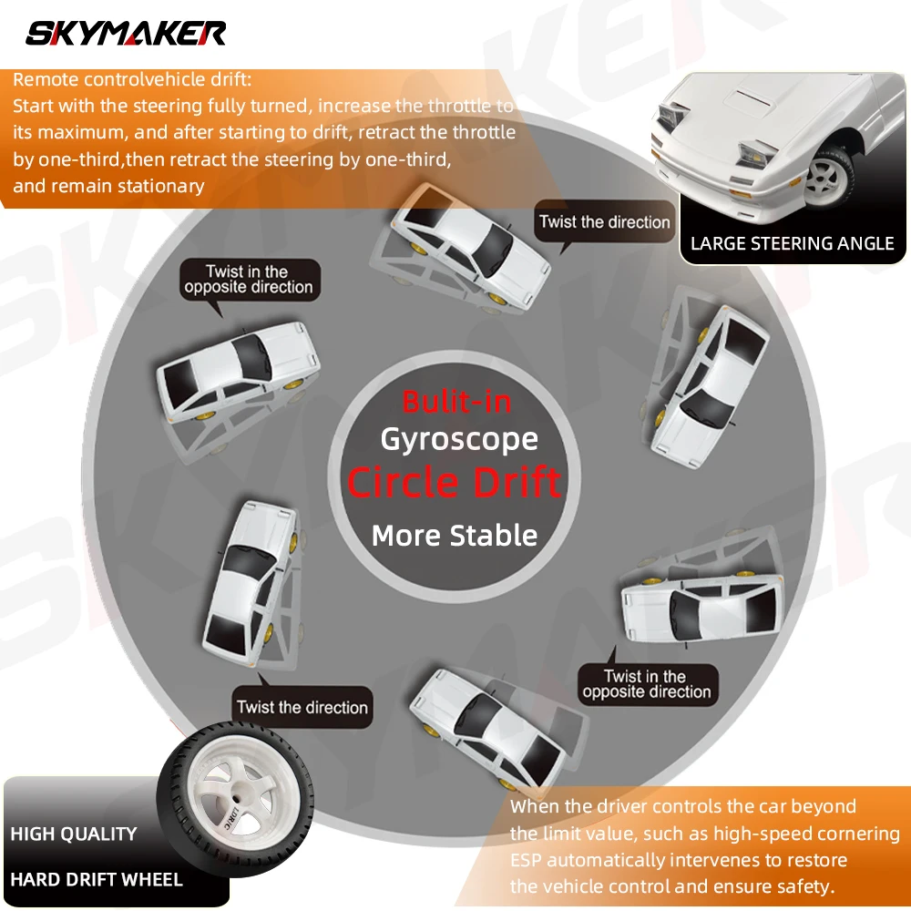 Skymaker AE86 Model LD1801 RX-7 FC LD1802 1:18 RC Drift Car 1/18