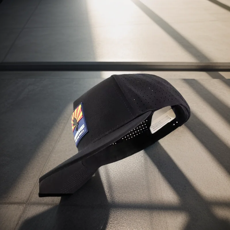 Professional 5 Panel Adult Structured Polyester Spandex Plastic Strap PVC Black Baseball Hats