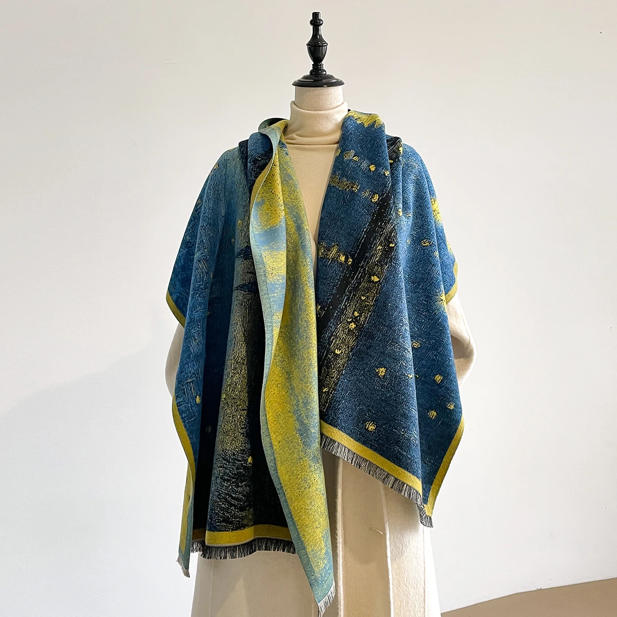 Warm Cashmere Scarf Women Floral Oil painting Shawl New Wraps Luxury Thick Blanket Winter Bufanda Pashmina Female Travel Stoles