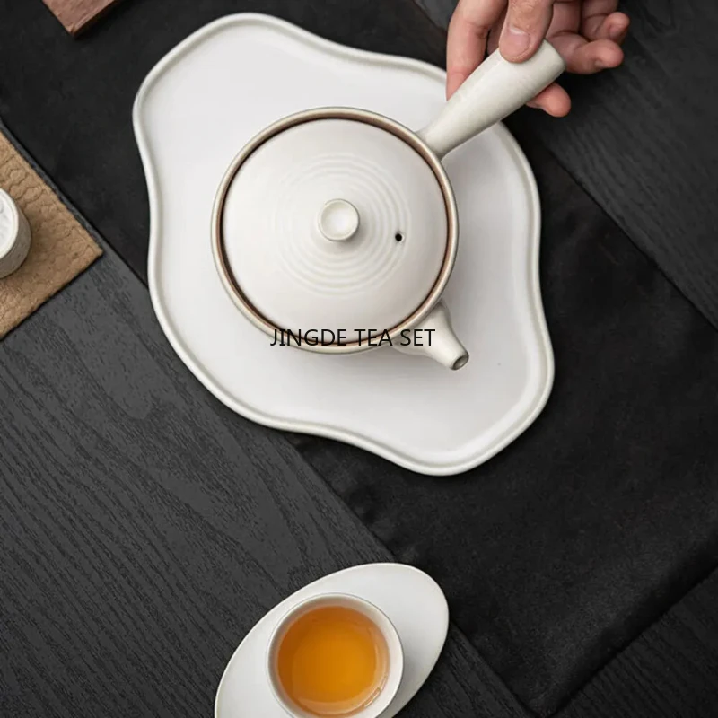 200ml Creative White Ceramic Side Handle Coarse Teapot with Filter for Home Tea Making Kung Fu Tea Set