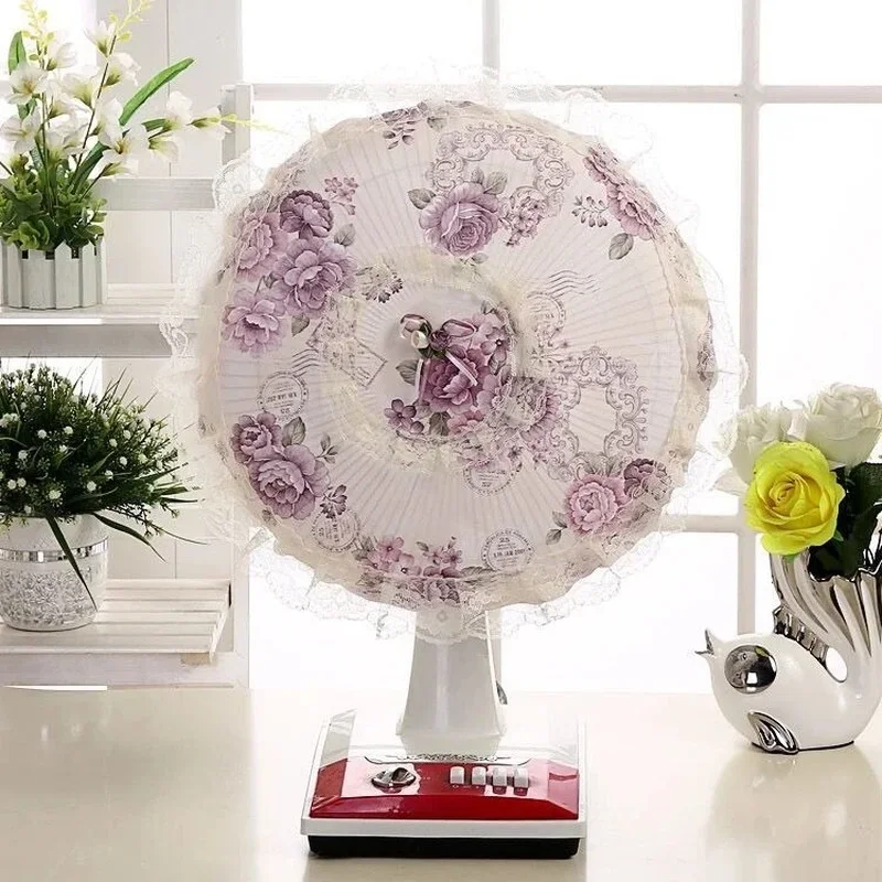 Electric Fan Covers Floral Decorative Table Dust Cover Household Universal Round Floor Anti-pinch Finger Protective Case