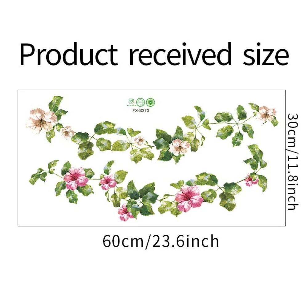 Green Leaf Flower Vine Wall Sticker Bedroom Living Room Decorations Home Mural Cupboard Stickers Beautify Wallpaper
