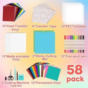HTVRONT 58pcs Tools and Accessories Bundle Cricut Kit 2
