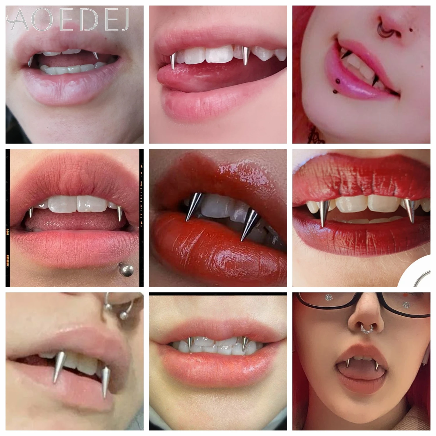 AOEDEJ 2개/세트 16G 스파이크 스테인리스 스틸 립 스터드 여성 남성 할로윈 립 피어싱 테이퍼 2가지 색상 스마일 피어싱 팽 19/22MM