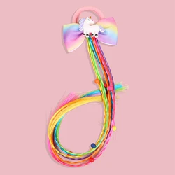 Vibrant Rainbow Bow Hairband with Colorful Twist Tie (Purple)