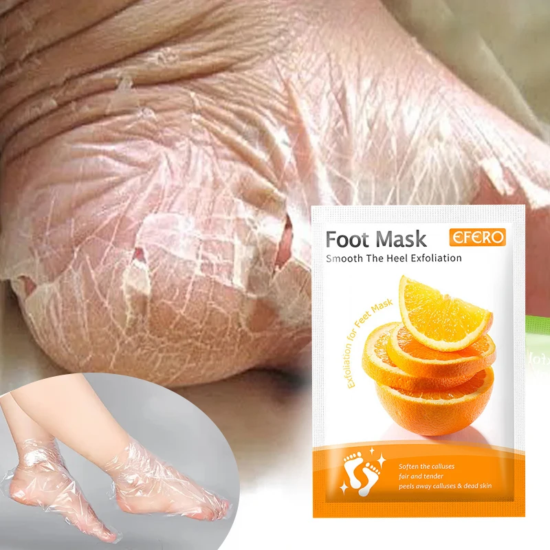 

Foot Mask Exfoliating Heel Peeling Scrub Spa Pedicure Socks Anti Drying Cracking Dead Skin Remover Moisturizing Feet Orange Mask