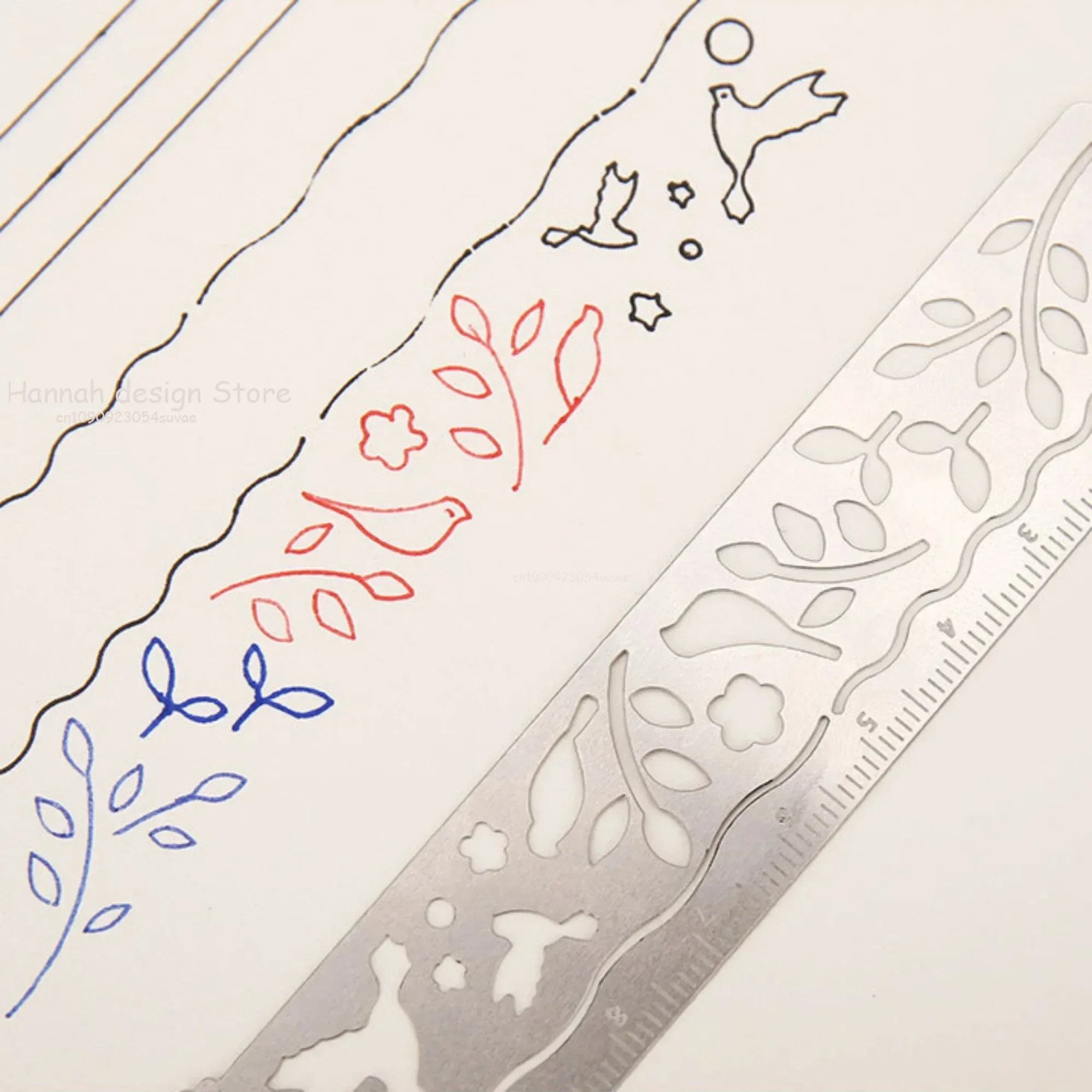 Cartoon Pattern Metal Record Daily Templates for Quilting Ruler Multi-Function Bookmark Ruler Hollow Hand Account