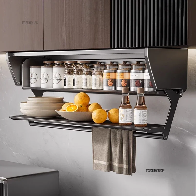 Nordic Minimalist Kitchen Cabinets Home Drop-down Wall Cabinet Kitchen Furniture Multi-functional Small Folding Storage Cabinets