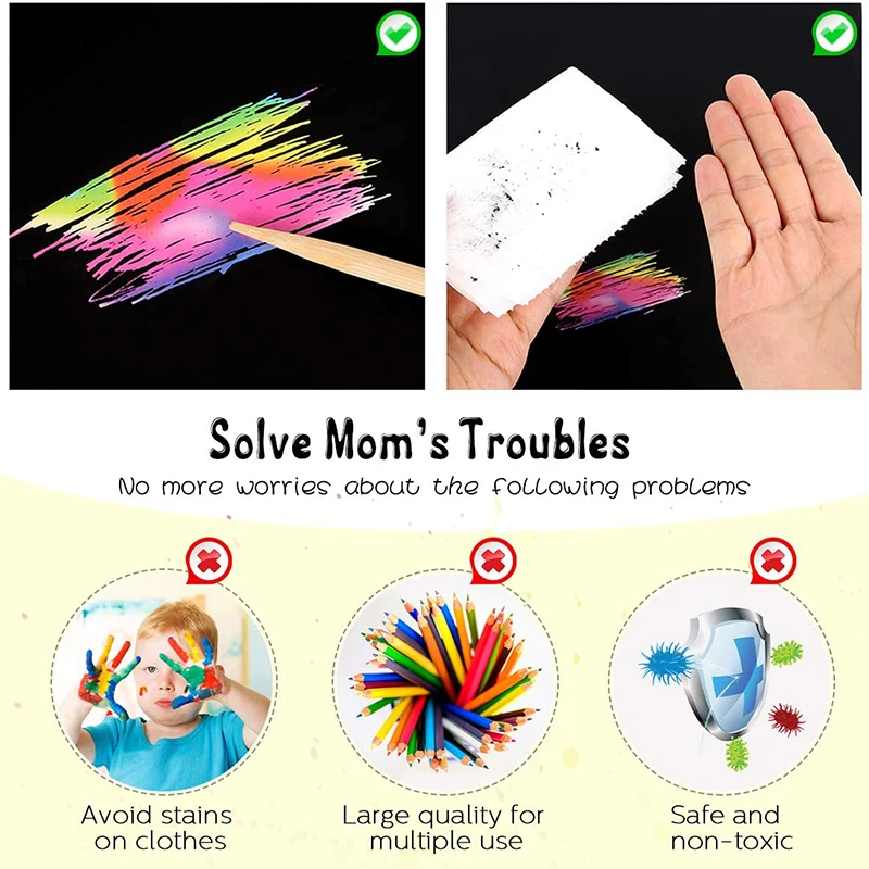 Scratch Art for Kids with Wooden Stylus, 125 pcs