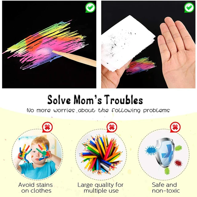 100/10pcs Rainbow Scratch Mini Notes Paper Pad Cards With 2 Stylus 2 Drawing Stencil Children Kids Draw Painting Toys Craft Gift 4