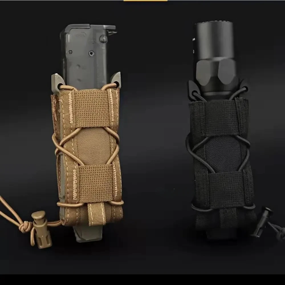 Tactical Magazine Pouch 9mm Pistol Single Mag Bag Molle Flashlight Pouch Torch Holder Hunting Knife Holster Shooting Airsoft