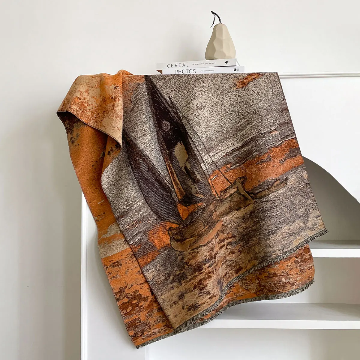 Luxury Winter Cashmere Scarf Women Design Warm Pashmina Blanket Poncho Scarves Female Oil painting Shawl Thick Foulard Bufanda