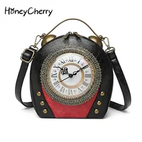 New Women's Bag Retro Hand-held Package Walkable Clock Women's Bag One Shoulder Cross Bag Handbag 1