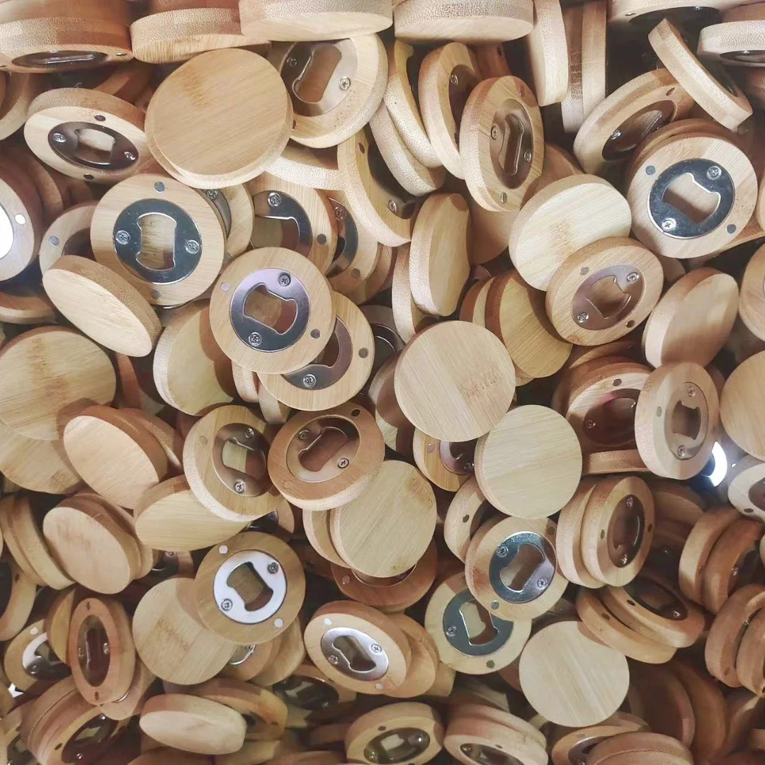 Premium Bamboo DIY Bottle Opener - Elegant Barware & Wedding Favor Accessory