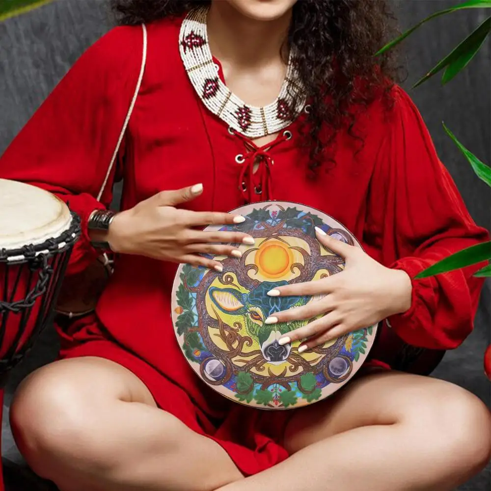Shaman Drums For Adults 9Inch Deer Head Handcrafted Drum Sound Healer Instrumental Shaman Drum For Spiritual Music Reflection