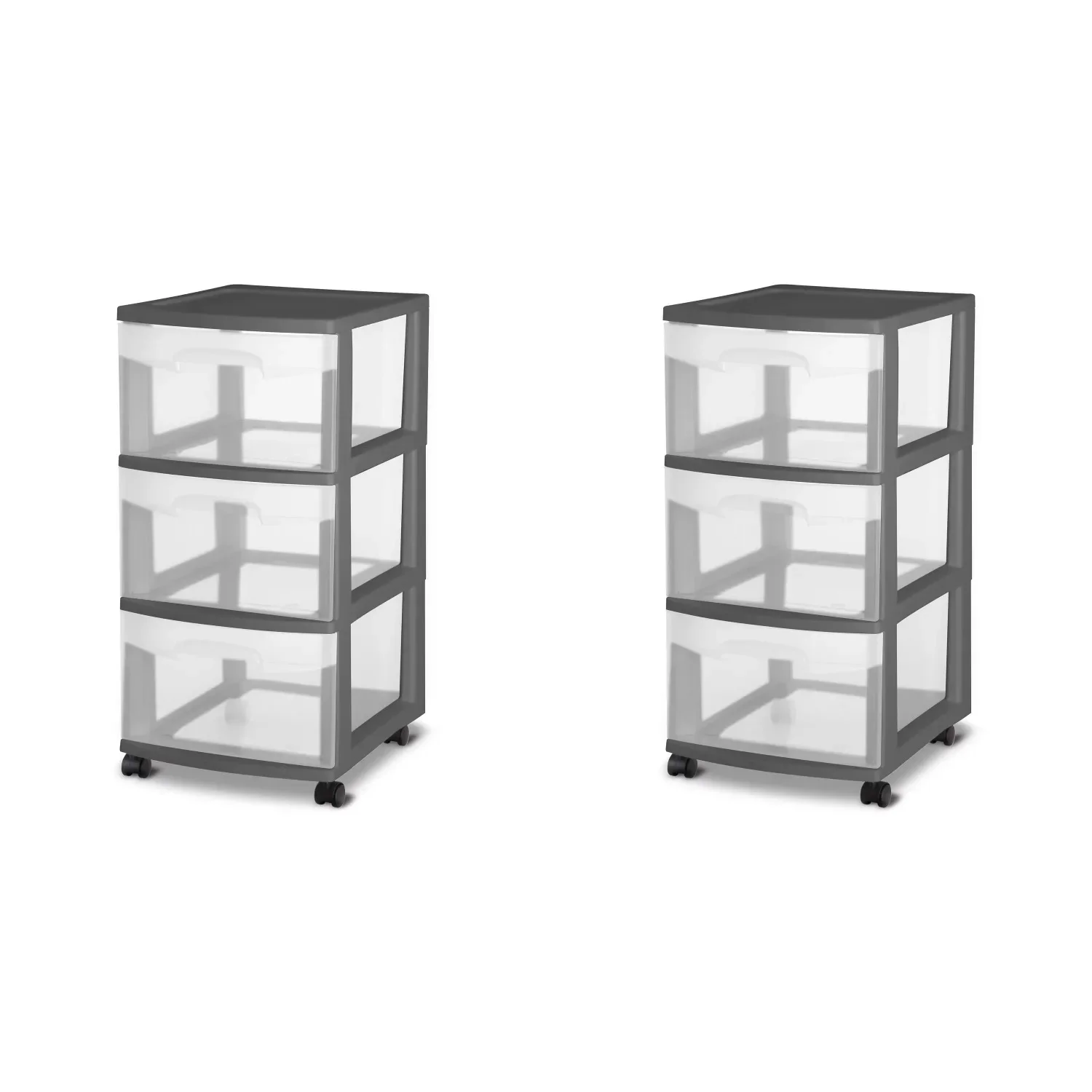 

3 Drawer Trolley Organizer Plastic, Gray Flannel, Set of 2 home organization and storage