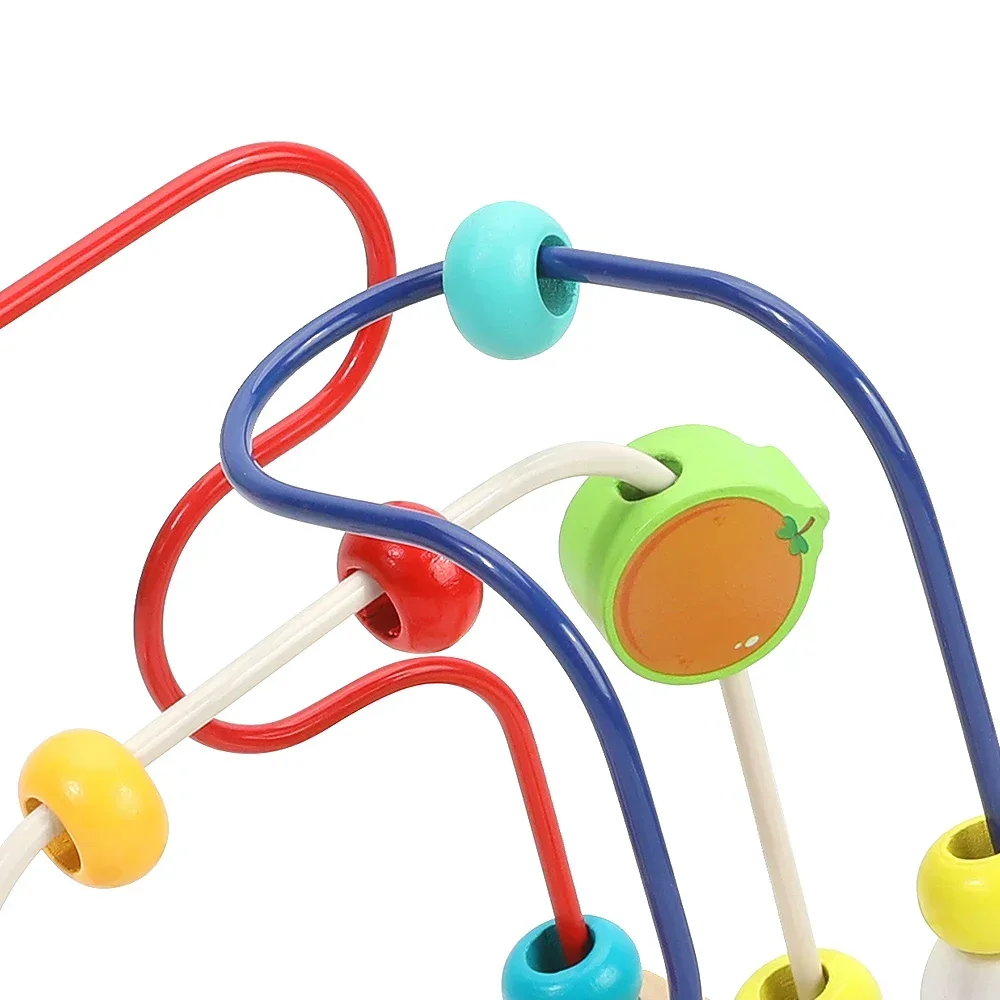 Children's Wooden Toys Cartoon Fruit Beads Puzzle Counting Learning Puzzle Circles Montessori Toys Baby Early Education Maze 6