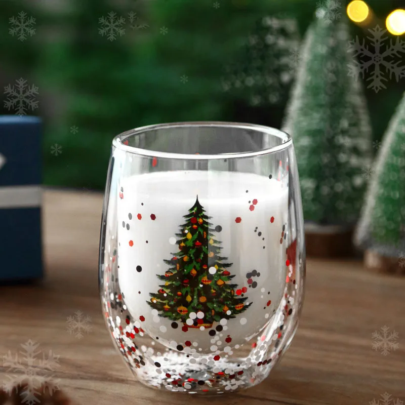 2/4pcs Double Wall Glass Cup Set High Borosilicate Glass Mug Heat Resistant Tea Milk Coffee Cup Drinkware Christmas Gift