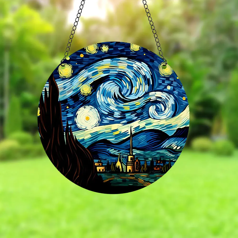 

15cm/20cm/30cm Abstract Sky Stained Window Hangings For Living Room Decor Castle Acrylic Window Hanging