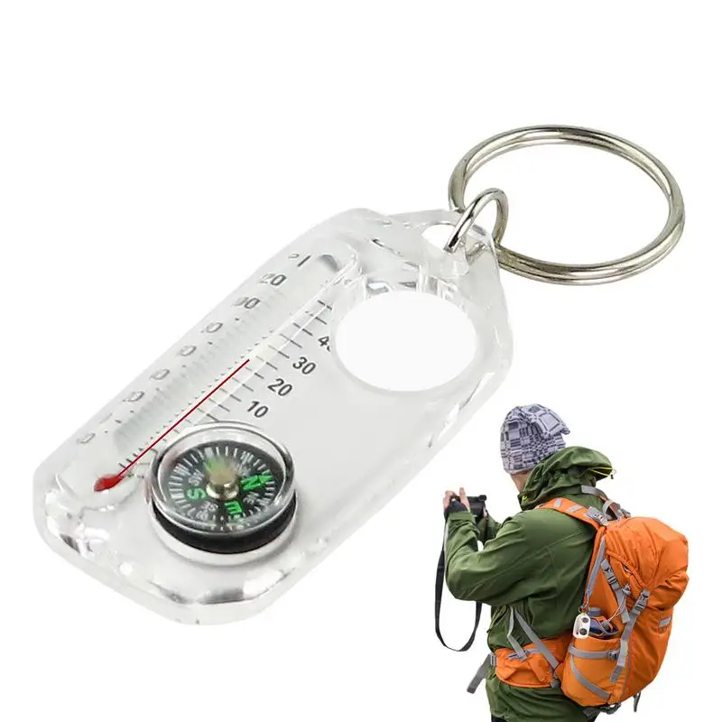 Compasses Thermometers Keychain Survival Thermometers Compass Keychain 3-in-1s Guiding Compass Outdoor Survival Tool