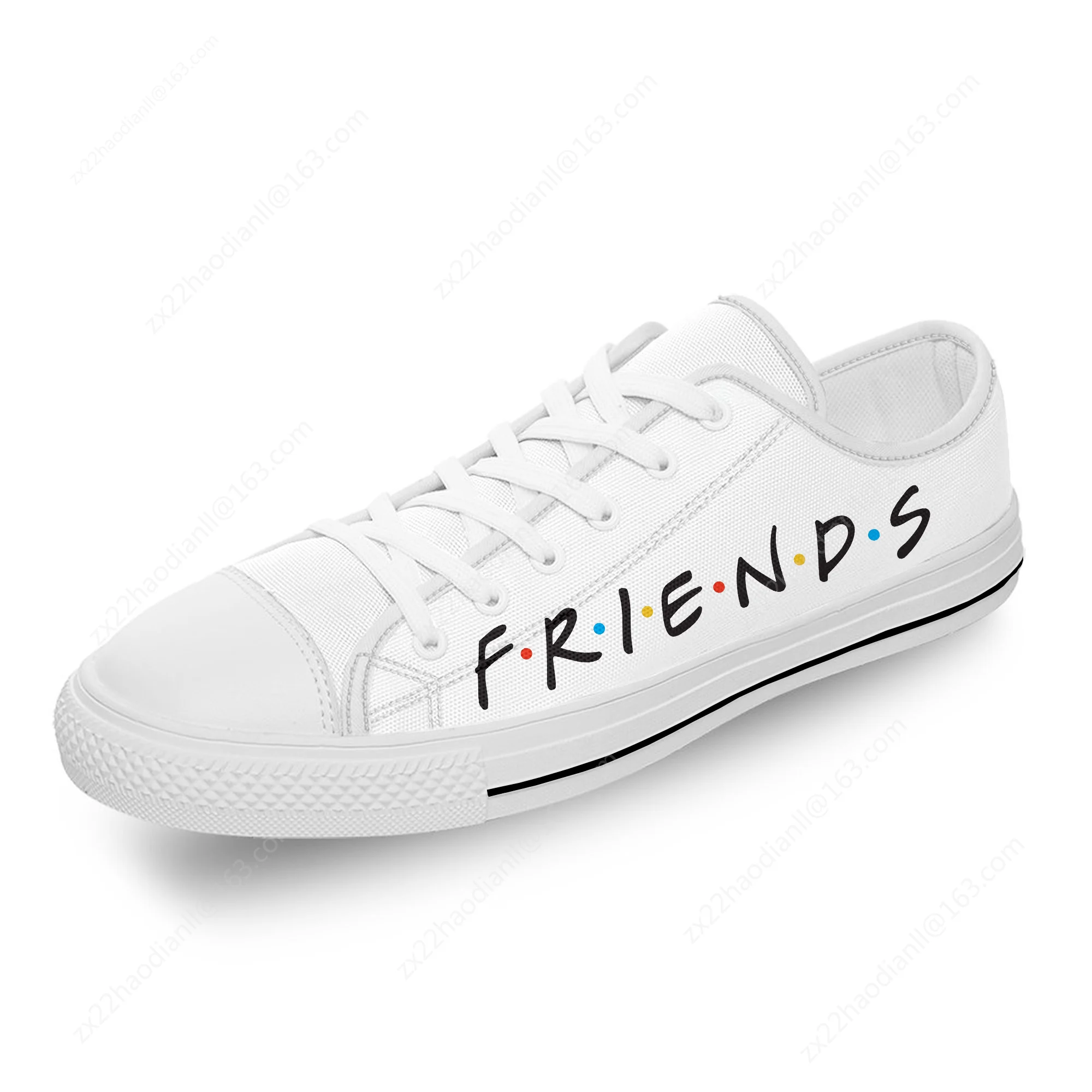 Friends TV Show Anime Cartoon White Cloth 3D Print Low Top Canvas Fashion Shoes Men Women Lightweight Breathable Sneakers