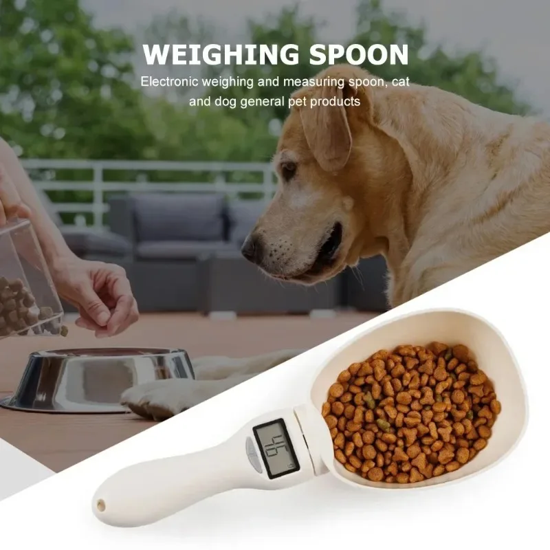 Digital Pet Food Scale with LED Display - Electronic Measuring Scoop for Dog/Cat Feeding, Kitchen Gram/Ounce Converter
