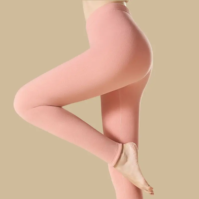 Winter Leggings Women Keep Warm Plus Velvet Thicken Solid Simple Female High Waist Chic Thermal Ankle-length Legging Cozy Basic