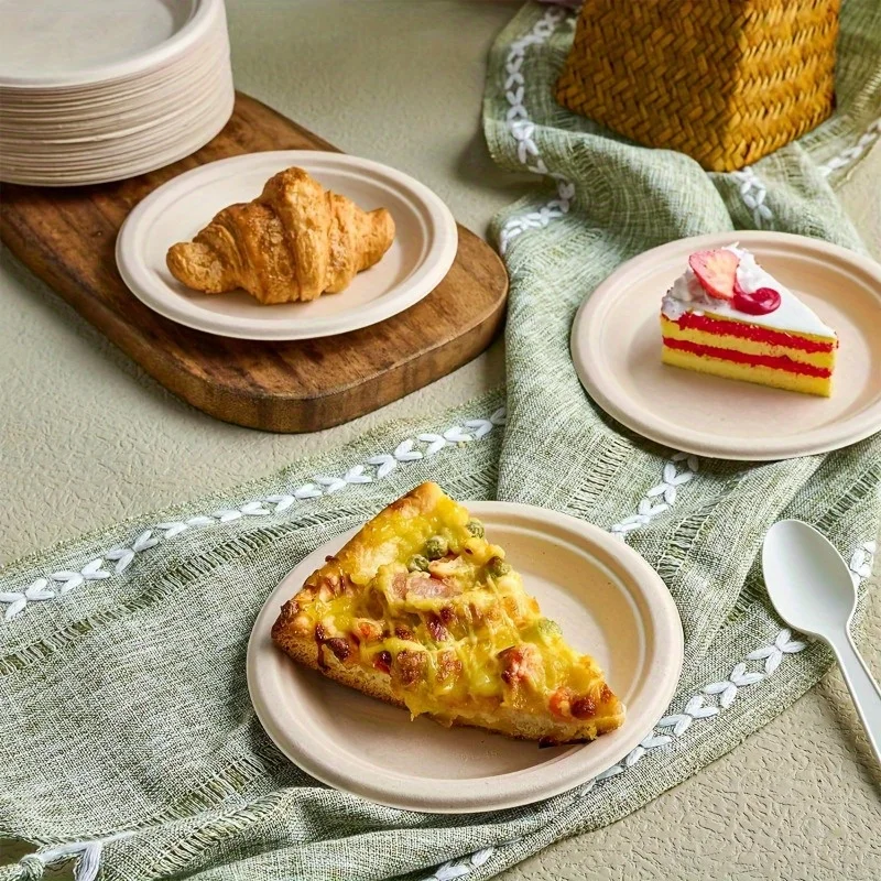 50pcs 6 Inch Thickened Disposable Paper Plates - Leak-Resistant, and Convenient Food Containers for Snacks, Restaurant Events