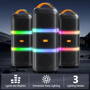 JYX Wireless Speaker, Portable Bluetooth Speaker, Karaoke Machine with 2 Microphone, LED Party Light 1
