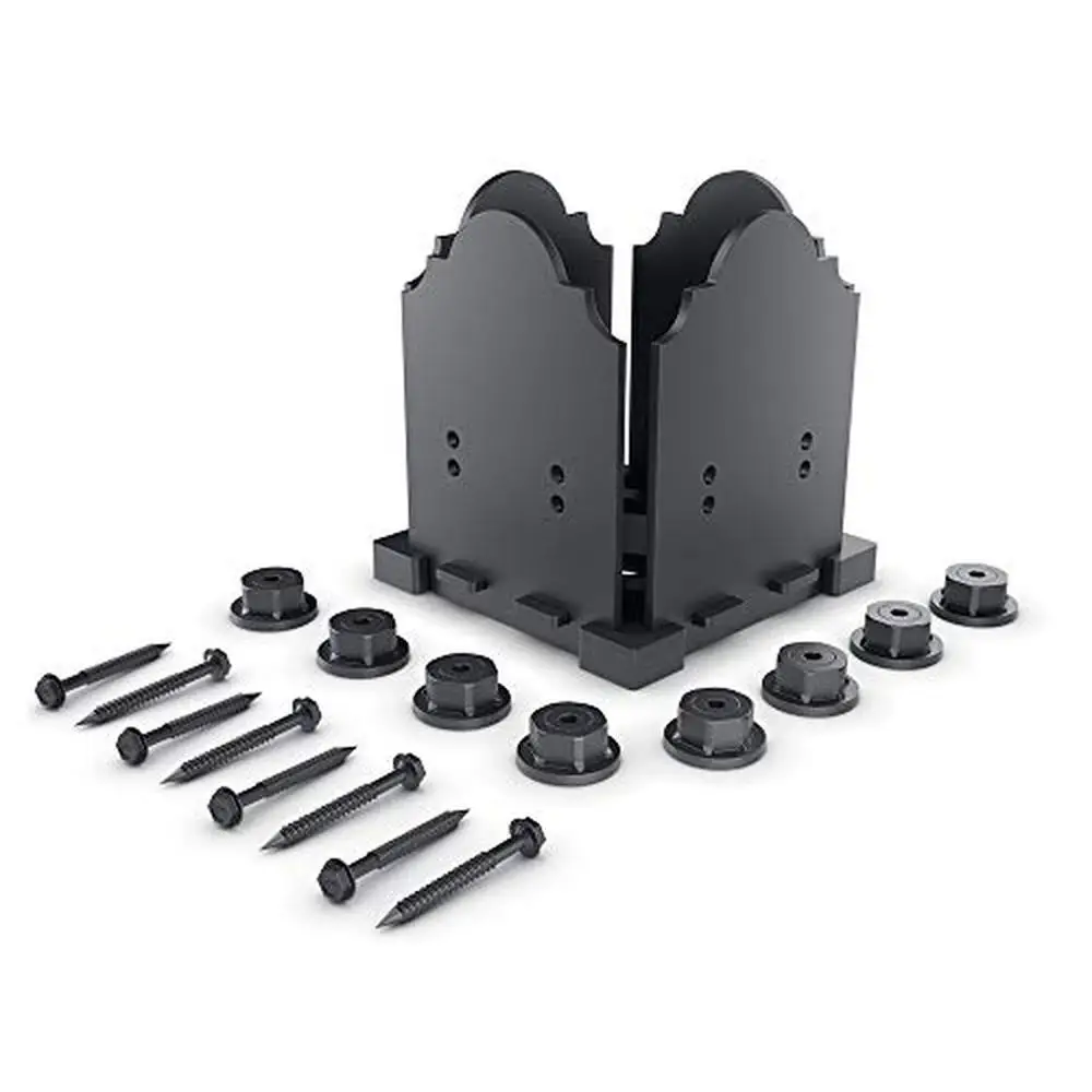 Laredo Sunset 6x6 Post Base Kit Steel Mount Plate & Decorative Plates Fits 5.5-6" Square Pergolas Decks Pavilions Arbors Black