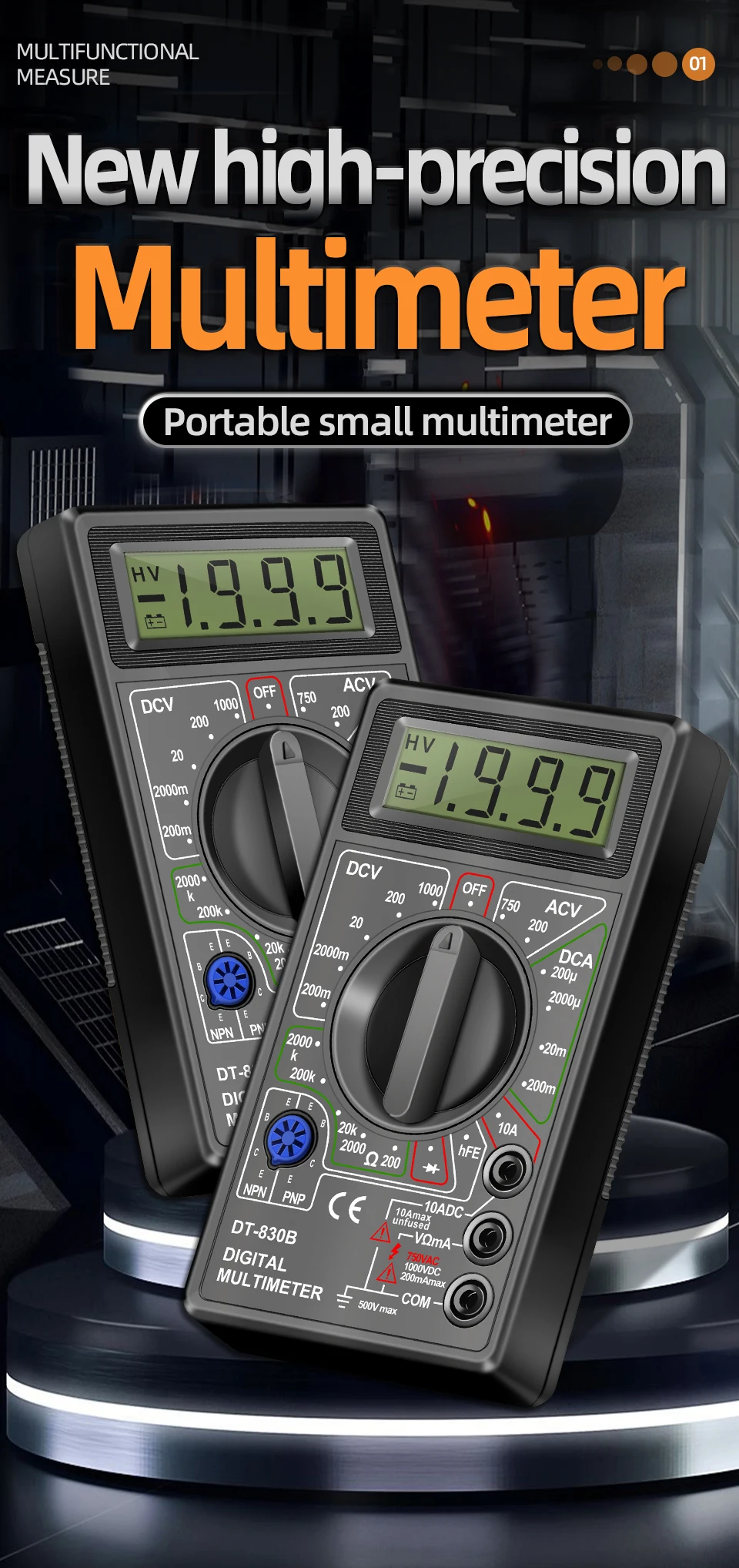 Description Picture 3 of itemANENG DT830B Multimeter Tester Handheld Multimetre Digital Multimeters Professional Multi Meter Multimetro Ohm Maltimeter Tools