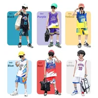 Maillot de basket-ball à séchage rapide pour enfants, chemise pour garçon et fille, uniforme d'équipe pour enfants sportifs, tenue de vêtements de rue pour enfants, beau 1