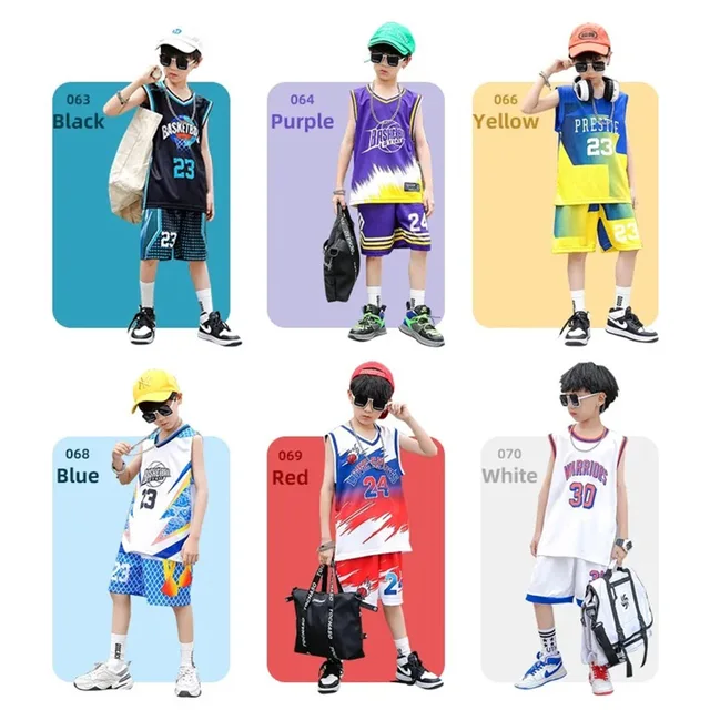 Maillot de basket-ball à séchage rapide pour enfants, chemise pour garçon et fille, uniforme d'équipe pour enfants sportifs, tenue de vêtements de rue pour enfants, beau 1