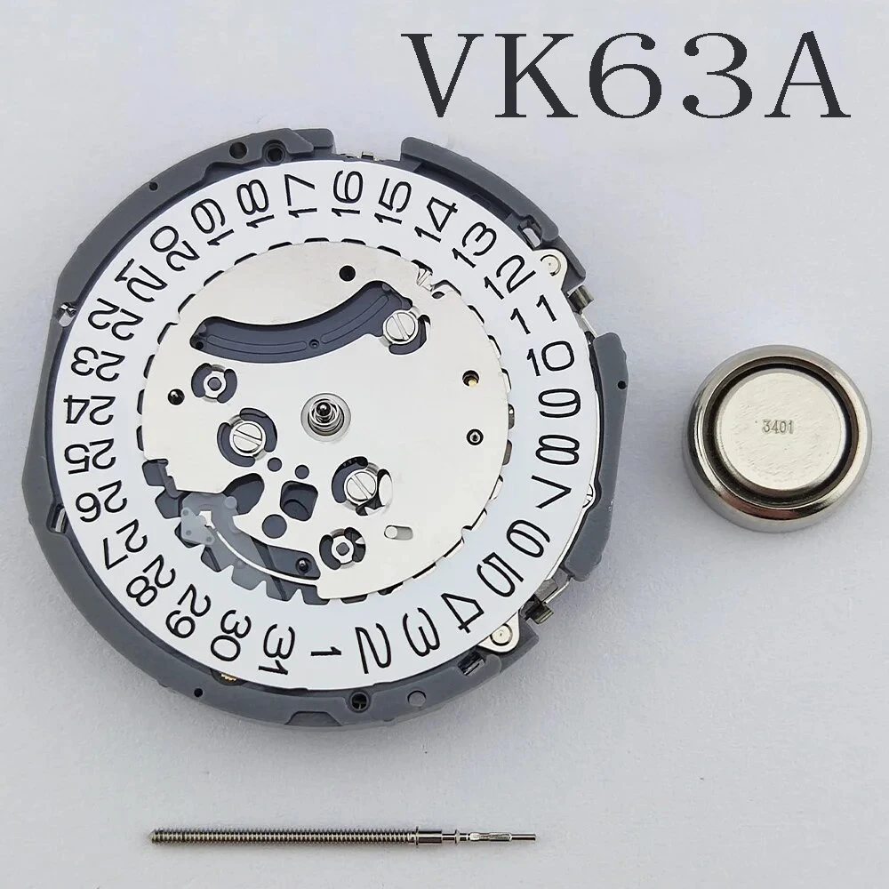 일본 수입 쿼츠 무브먼트 VK63 24시간 3시 달력 멀티핀 다기능 시계 스포츠 액세서리