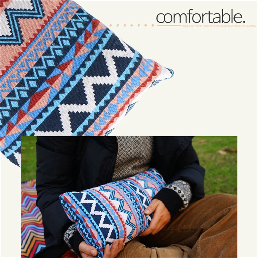 Outdoor Mini Ethnic Pillow Portable Camping Tent Neck Pillow Multifunctional Travel Driving Office Sleep Rest Relax
