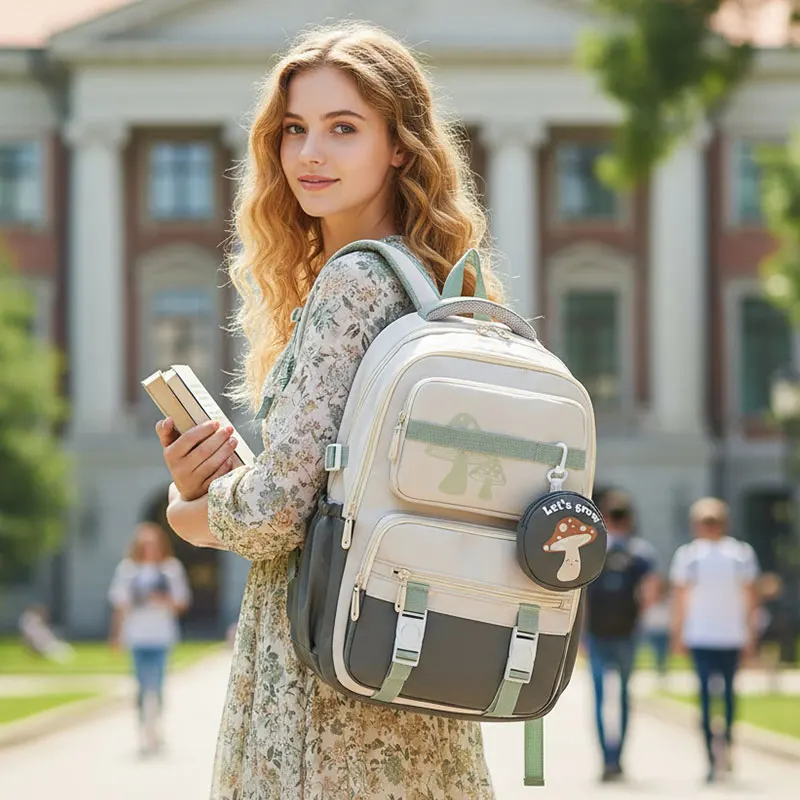 حقيبة ظهر نسائية جديدة ذات سعة كبيرة للمراهقين حقيبة مدرسية للكلية والبنات حقيبة ظهر مدرسية خفيفة الوزن للسفر