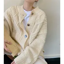 

Casual Solid Color Knit Sweater Plus Velvet Thick Thick Section Autumn and Winter New Lazy Style Korean Loose All-match Top