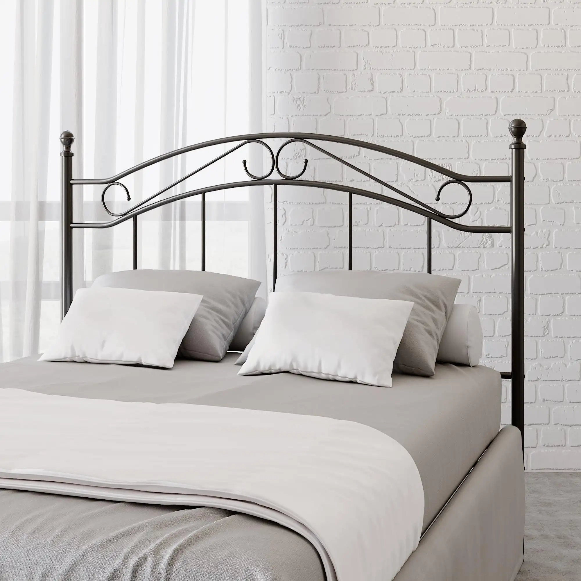 

Mainstays Full/Queen Metal Headboard with Delicate Detailing, Black