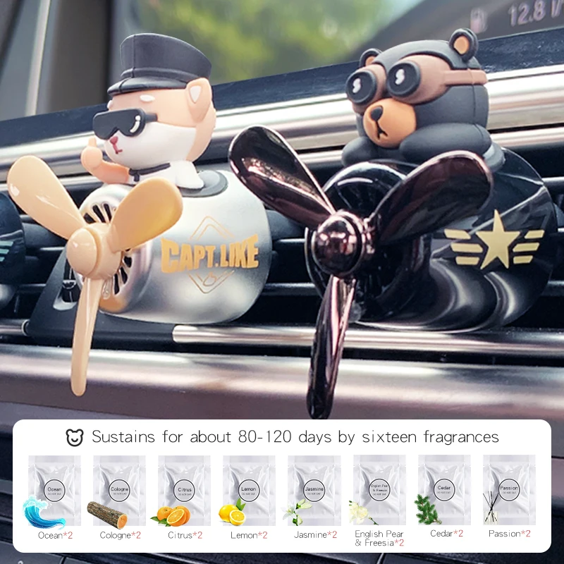 Bear Pilot Air Freshener - Dog Scent Vent Perfume Diffuser for Car Aromatherapy Decor Accessories