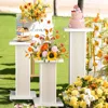 3PCS Square Pedestal Stand for Party,White Wood Display Pedestal Stands for Parties,Fluted Plinth Pillars Table Stands 1