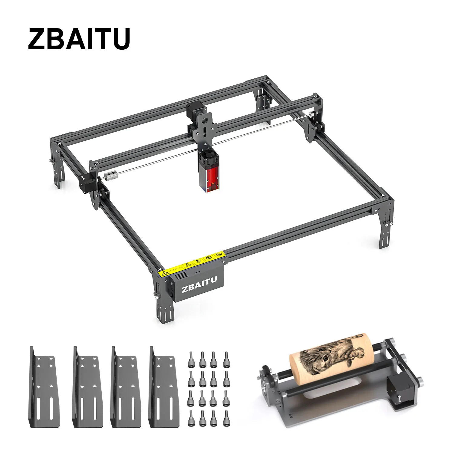 

ZBAITU Air Assist Laser Engraver Cutter Roller Rise Feet, 80W/130W Laser Cutting Machine for Cup Glasses Round Cylinder Tumbler
