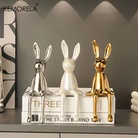 1PCS Ceramic Long-Eared Sitting Rabbit Room Ornaments Statue Luxury Home Decoration Accessories High-End Home Art Aesthetics 2