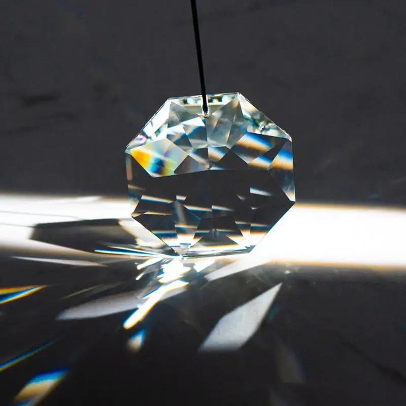57mm Colorful Suncatchers Crystal Prisms Hanging Flower Faceted Glass Chandelier Pendant Light Rainbow Catcher Home Garden Decor
