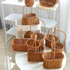 Handwoven Storage Basket Vegetable Flower Plant Hand Baskets Rattan  Snack Bread Picnic Basket Desktop Sundries Organizer 6