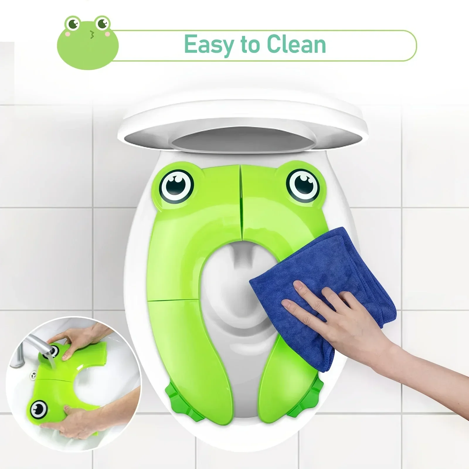 Toddlers Toilet Seat, Recyclable Potty Seat Cover for Travel Portable Folding Non Slip Silicone Pads Potty Training Seat 2