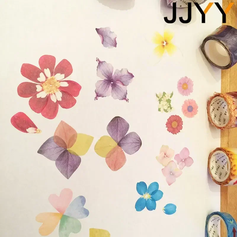 DIY 스크랩북킹 와시 테이프 꽃잎 접착식 종이 공예 문구류 홈 데코 카드 만들기
