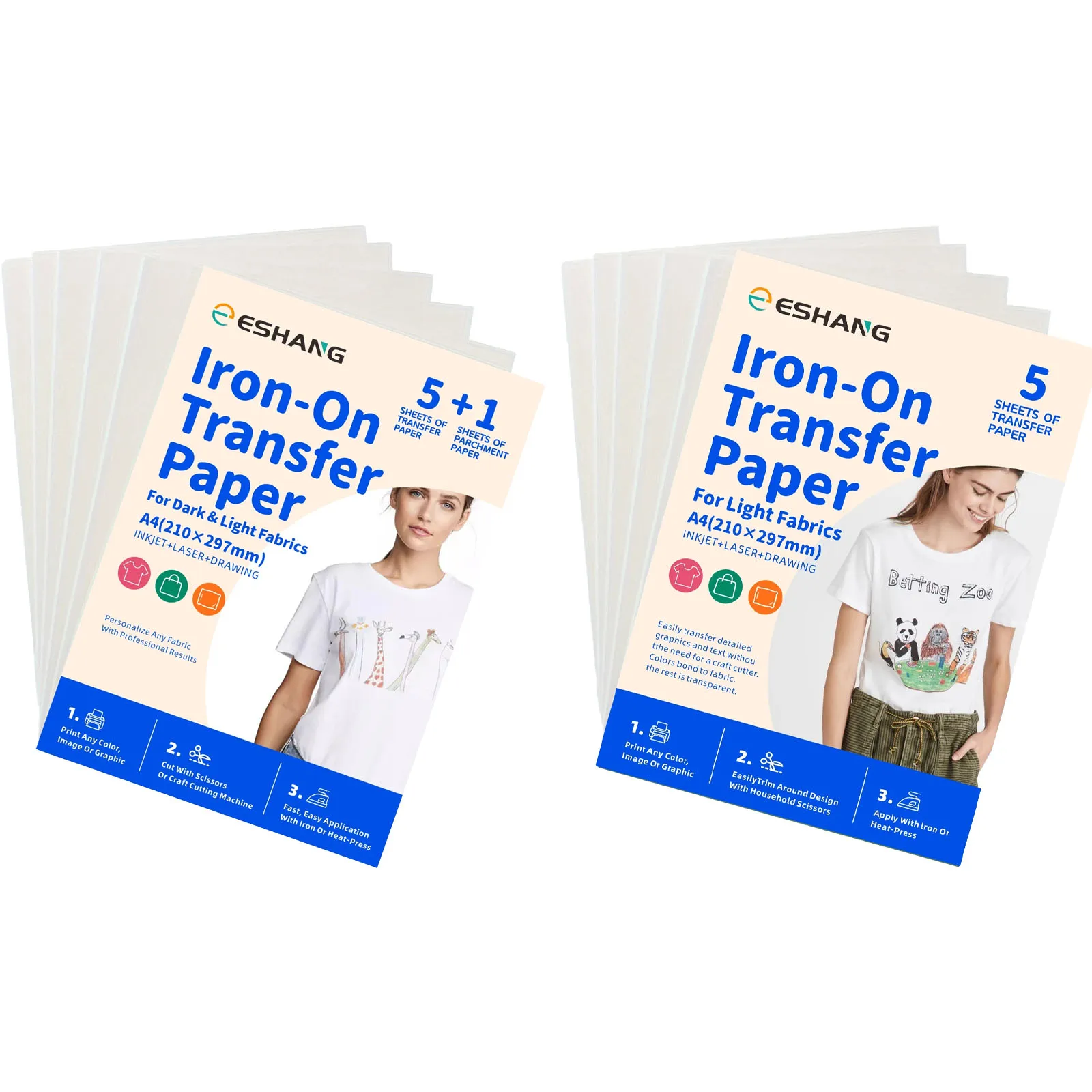 

5 Sheets A4 Heat Transfer Paper For Dark & Light T Shirts 8.3x11.7", Drawable & Printable Tru-Heat Transfer Vinyl paper