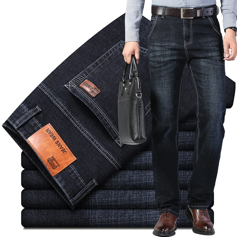 

2023 Man Stretch Straight Fit Jeans Man Soft Black Men's Jeans Pants Masculino Denim Overalls Trousers
