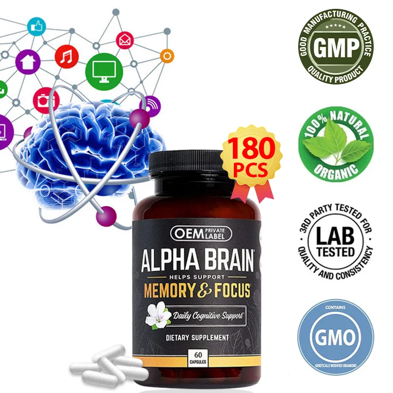 

ALPHA-GPC Nootropic Capsule Enhance Memory Focus Support Brain Booster L-theanine Phosphatidylserine Vegetarianism Supplements