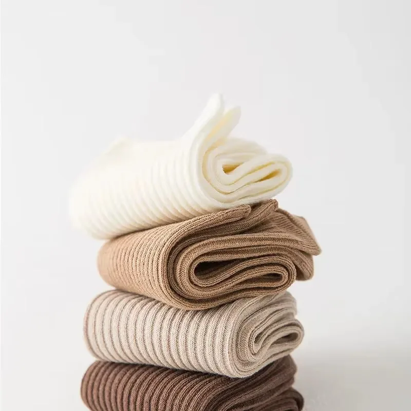 Womens socks 10/5 Pairs Solid Color Women's Mid Length Socks Leisure Spring Autumn Simplicity Stripe Soft Breathable Women's Soc